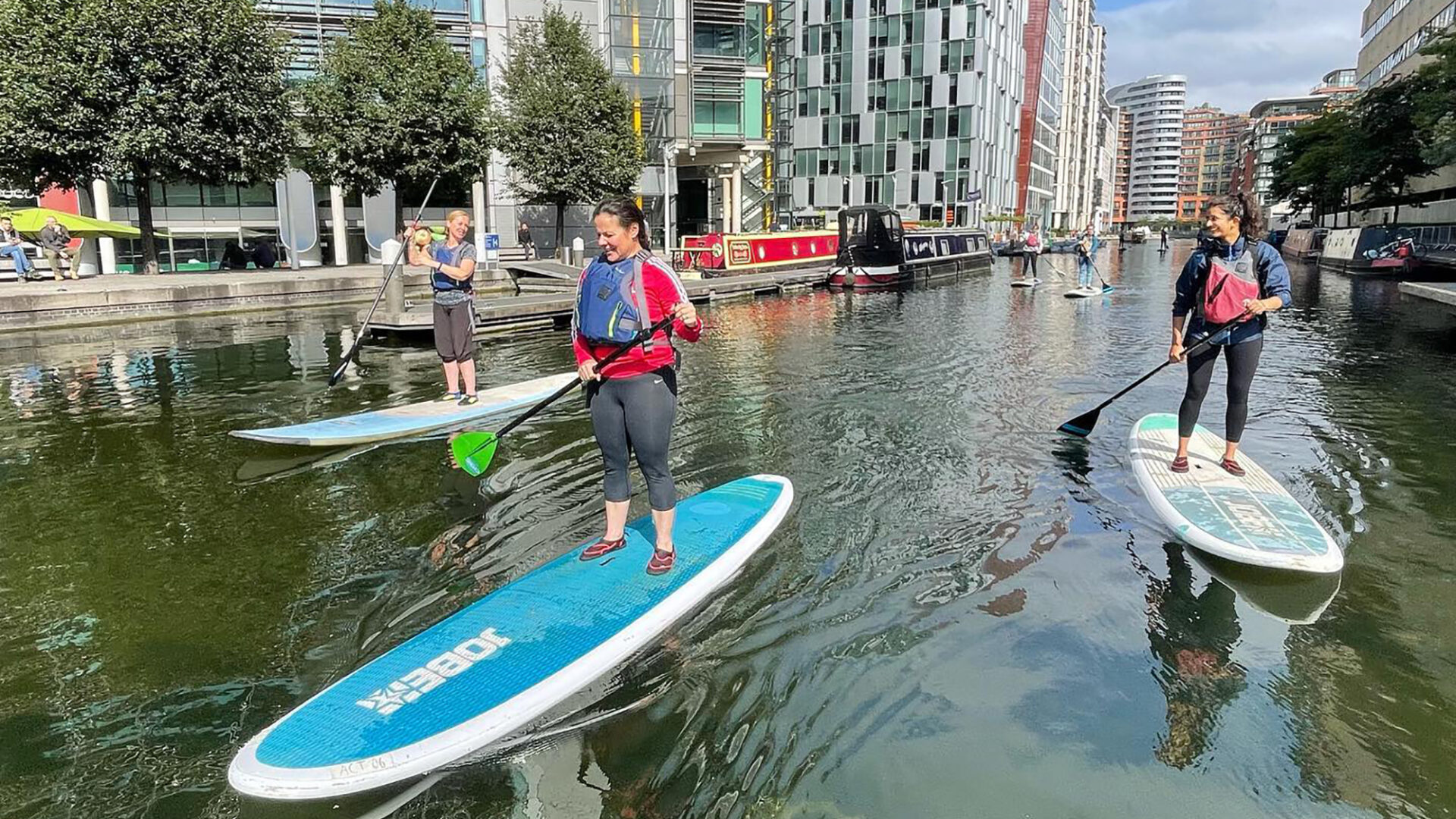 Active 360 paddle boarding on the canal at Merchant Square