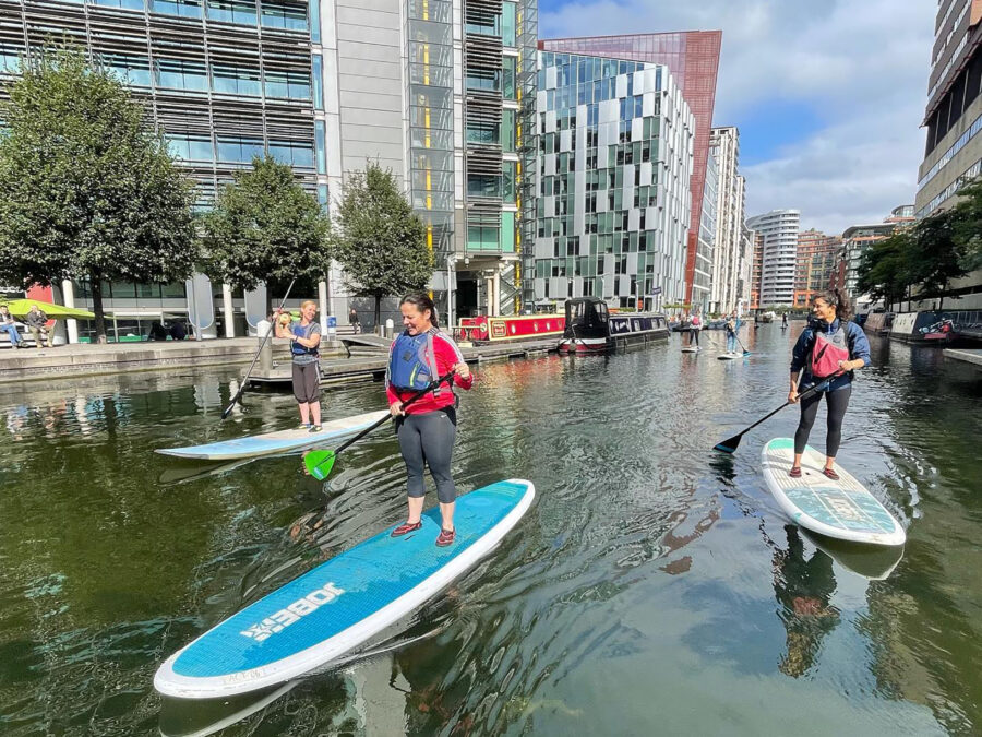 Active 360 paddle boarding on the canal at Merchant Square
