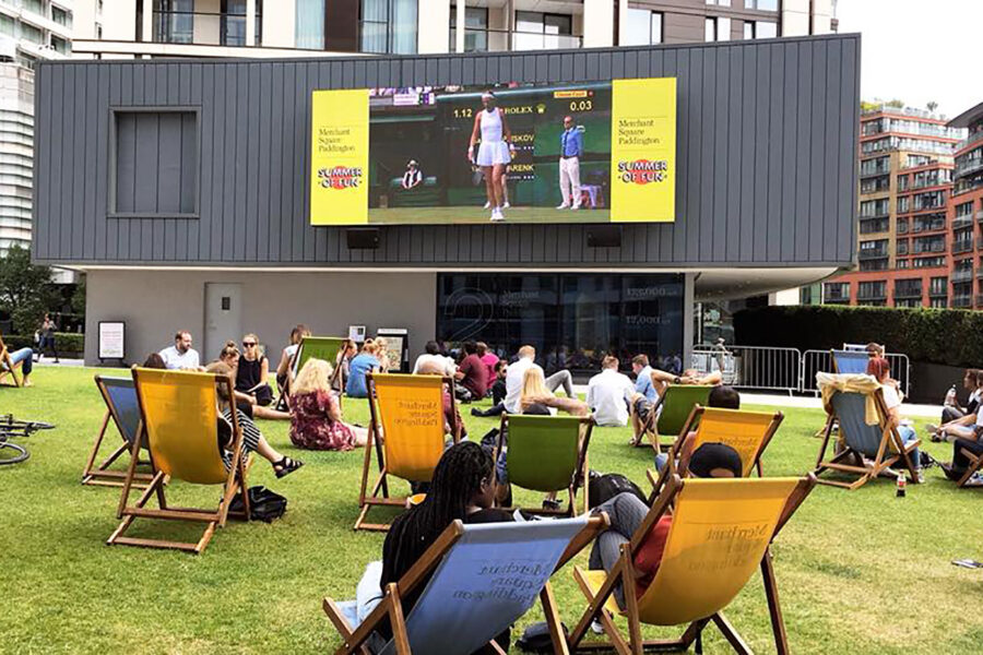 Wimbledon on the big screen at Merchant Square, Paddington