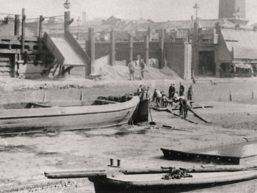 Historic photo of Canal Basin construction, Paddington